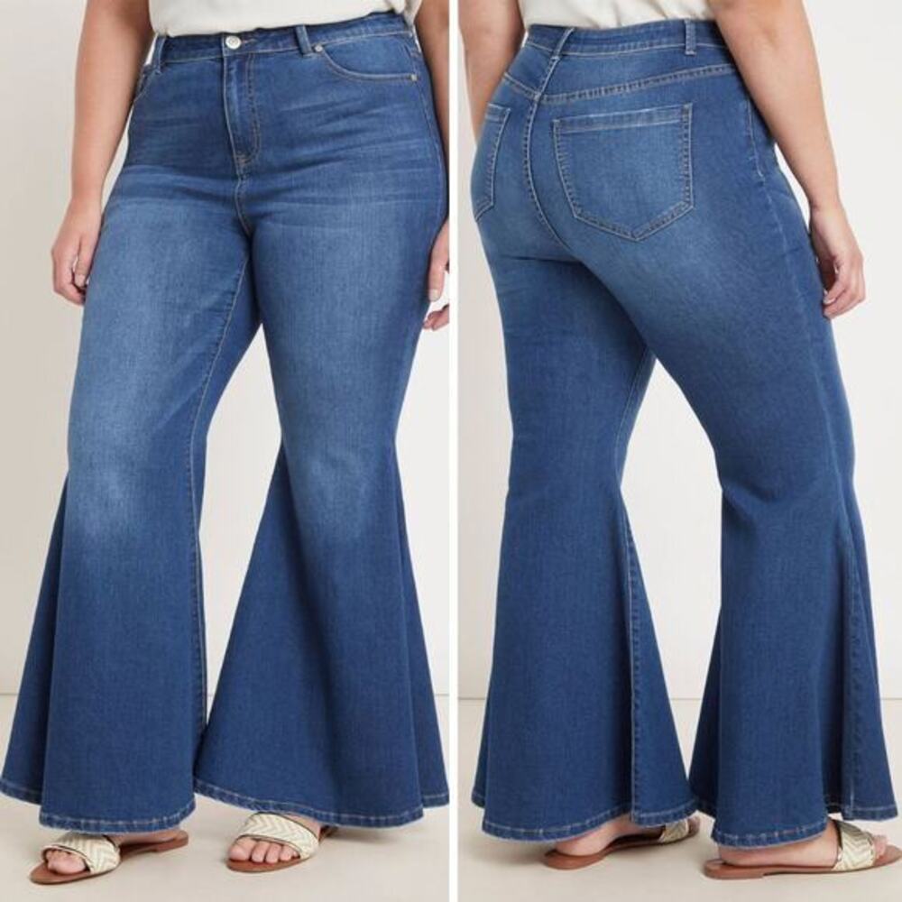 New! Eloquii Classic Fit Bell Bottom Flare Leg Jean, women plus size 24 - Picture 1 of 10